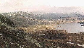 View of Inchnadamph from half way up Quinag.